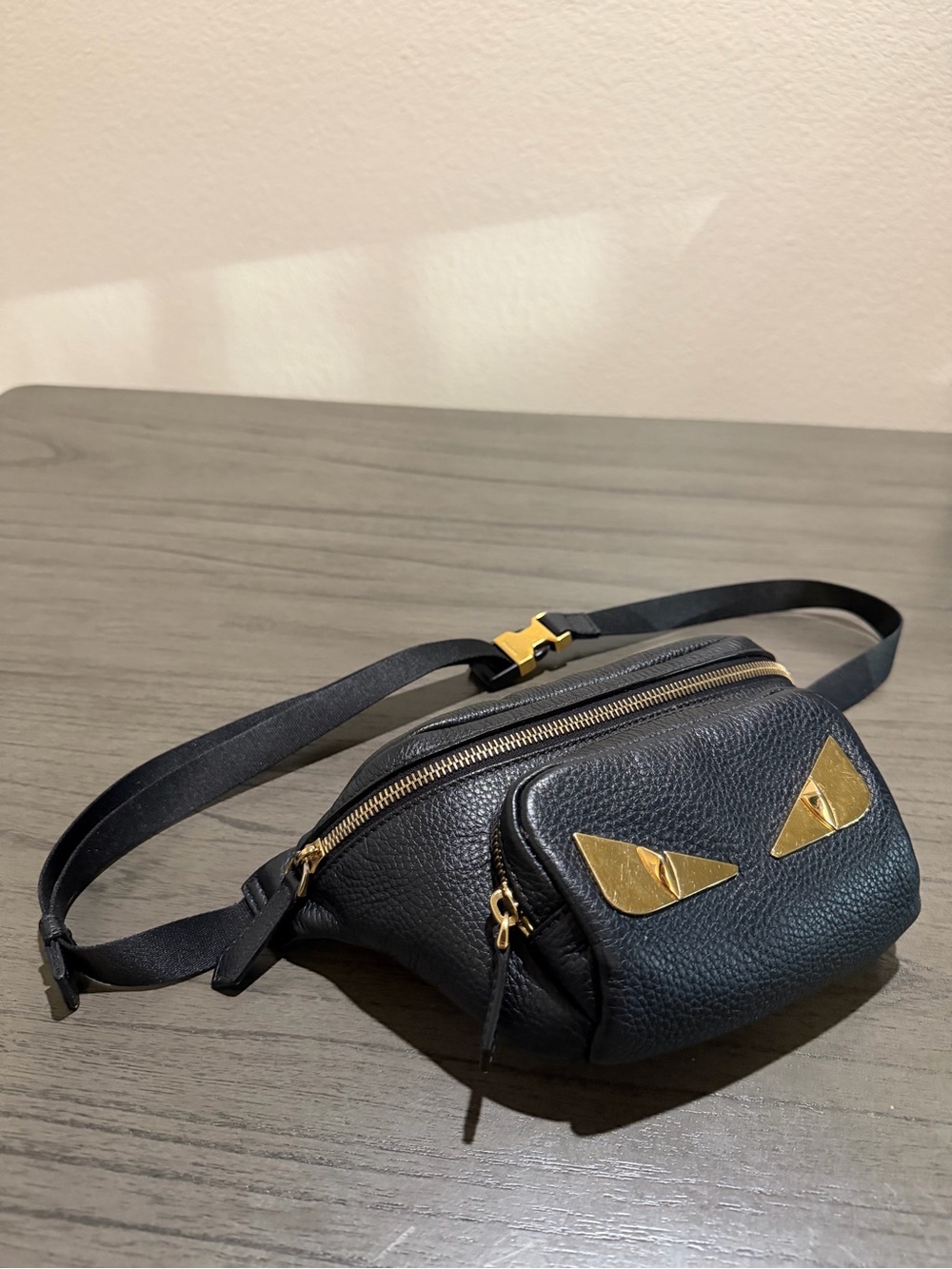 FENDI Roma Black Leather Belt Bag